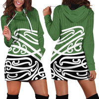 Green Fern New Zealand Kowhai Ngutukak Hoodie Dress LT9 - Polynesian Pride