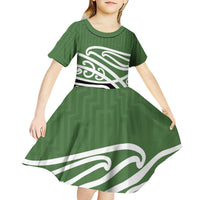 Green Fern New Zealand Kowhai Ngutukak Kid Short Sleeve Dress LT9 - Polynesian Pride