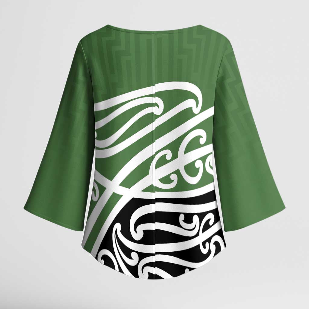 Green Fern New Zealand Kowhai Ngutukak Kimono Sleeve Blouse LT9 - Polynesian Pride