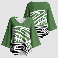 Green Fern New Zealand Kowhai Ngutukak Kimono Sleeve Blouse LT9 - Polynesian Pride