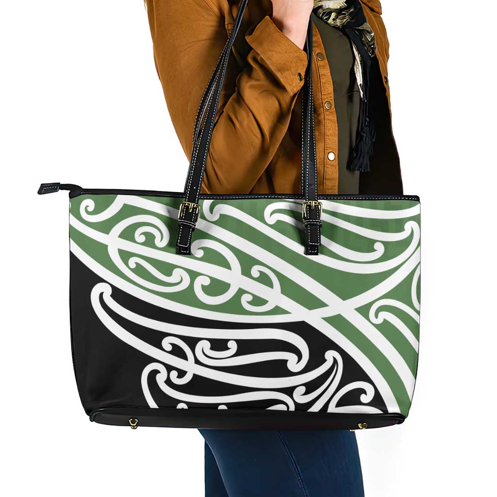 Green Fern New Zealand Kowhai Ngutukak Leather Tote Bag LT9 - Polynesian Pride