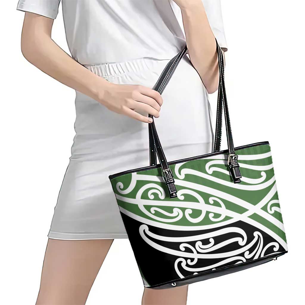 Green Fern New Zealand Kowhai Ngutukak Leather Tote Bag LT9 - Polynesian Pride