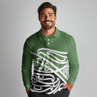 Green Fern New Zealand Kowhai Ngutukak Long Sleeve Polo Shirt LT9 - Polynesian Pride