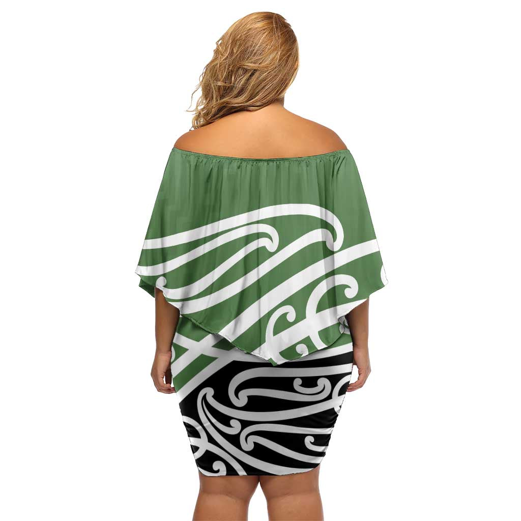 Green Fern New Zealand Kowhai Ngutukak Off Shoulder Short Dress LT9 - Polynesian Pride
