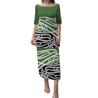 Green Fern New Zealand Kowhai Ngutukak Puletasi LT9 Long Dress Green - Polynesian Pride