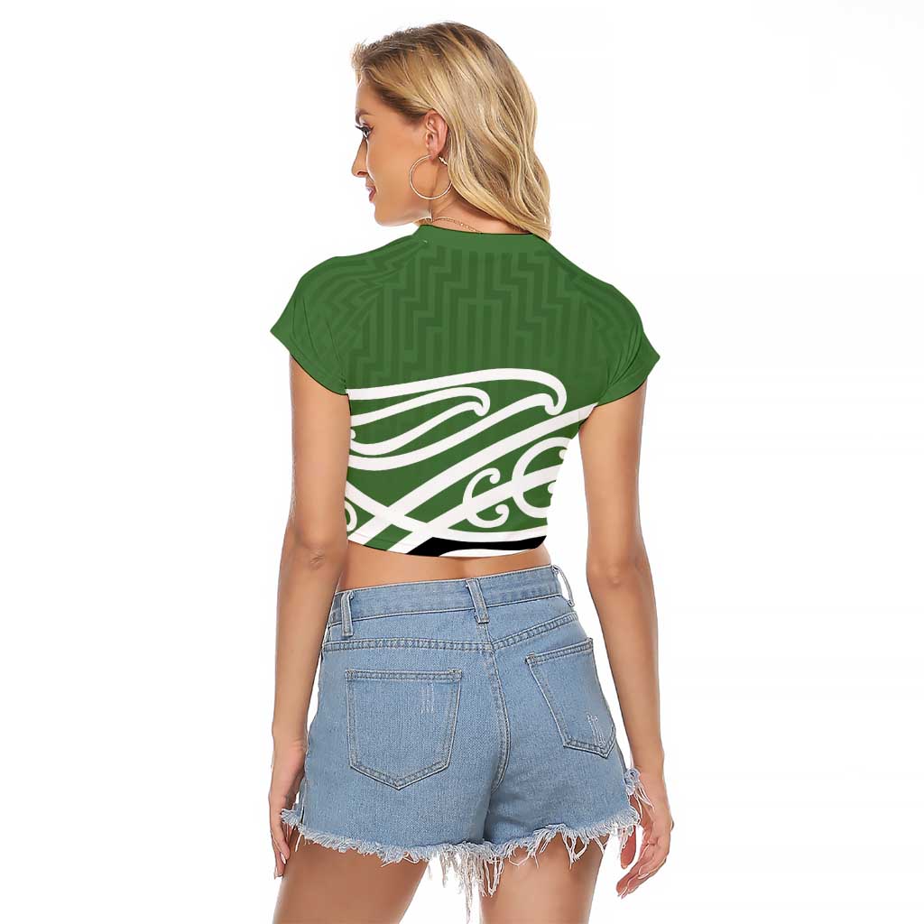Green Fern New Zealand Kowhai Ngutukak Raglan Cropped T Shirt LT9 - Polynesian Pride