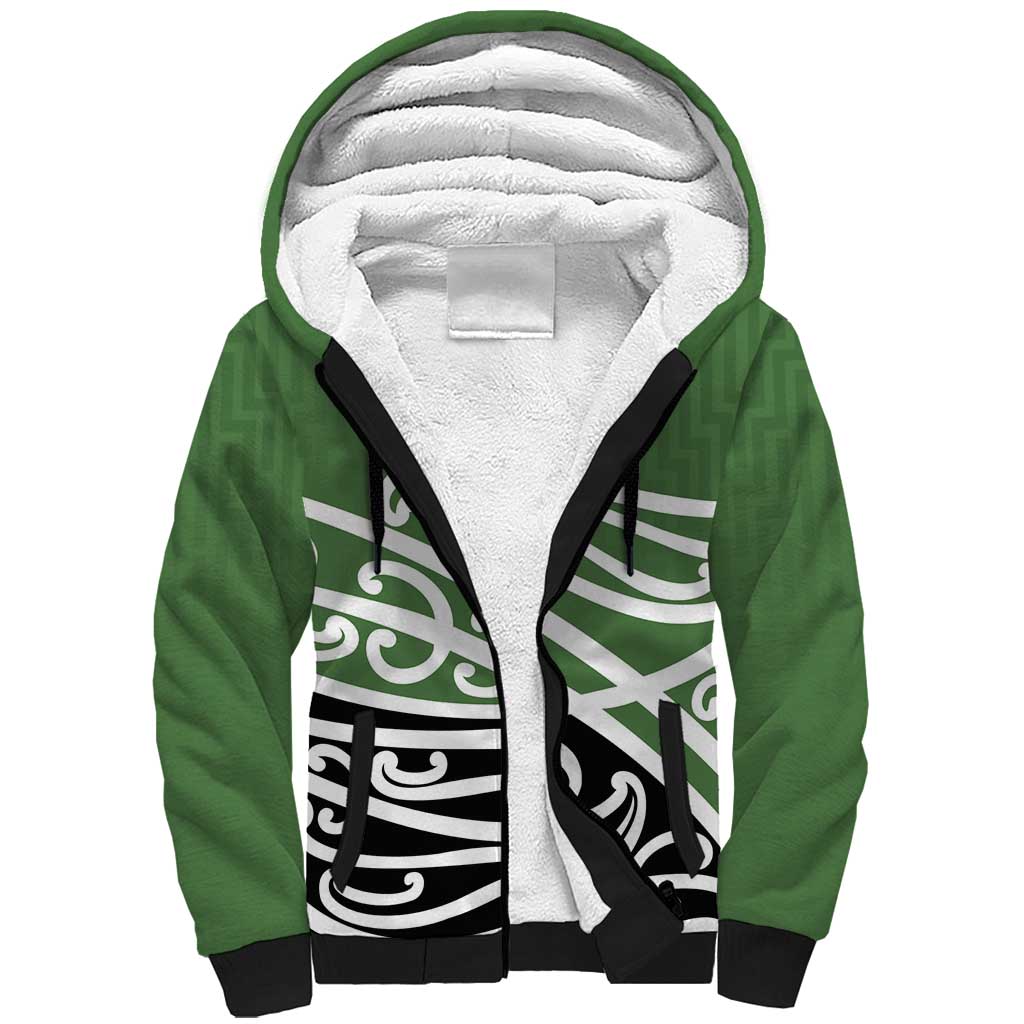 Green Fern New Zealand Kowhai Ngutukak Sherpa Hoodie LT9 Unisex Green - Polynesian Pride