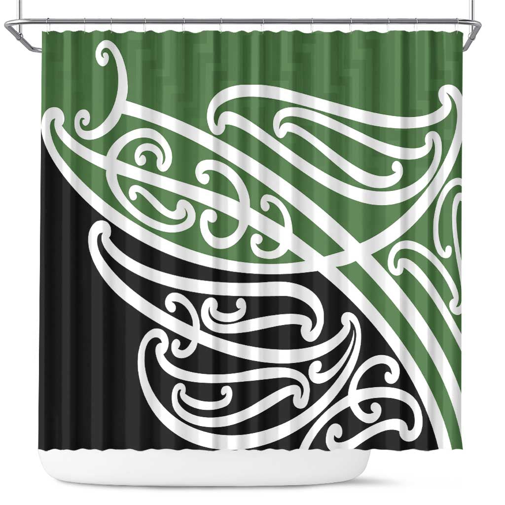 Green Fern New Zealand Kowhai Ngutukak Shower Curtain LT9 Green - Polynesian Pride