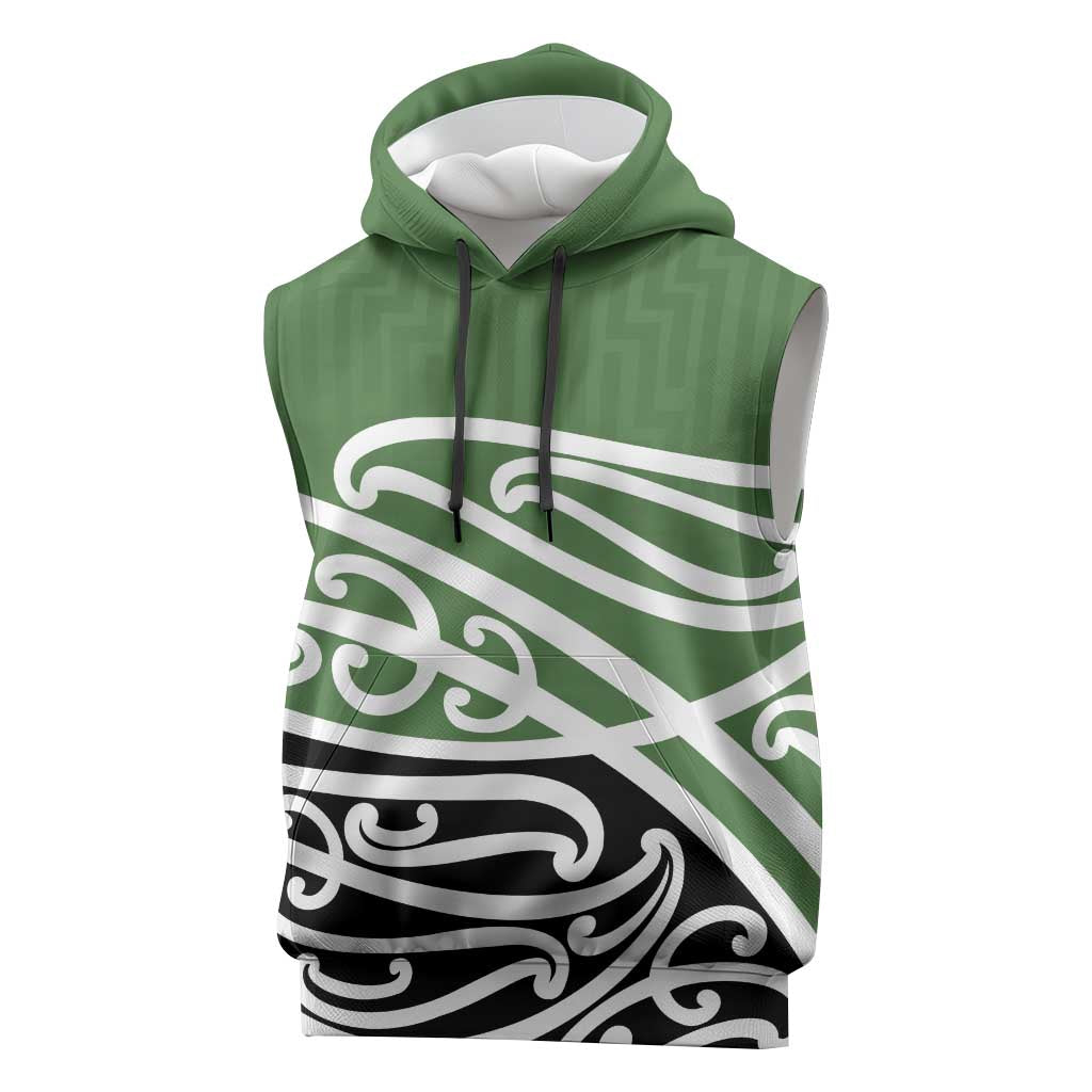 Green Fern New Zealand Kowhai Ngutukak Sleeveless Hoodie LT9 Green - Polynesian Pride