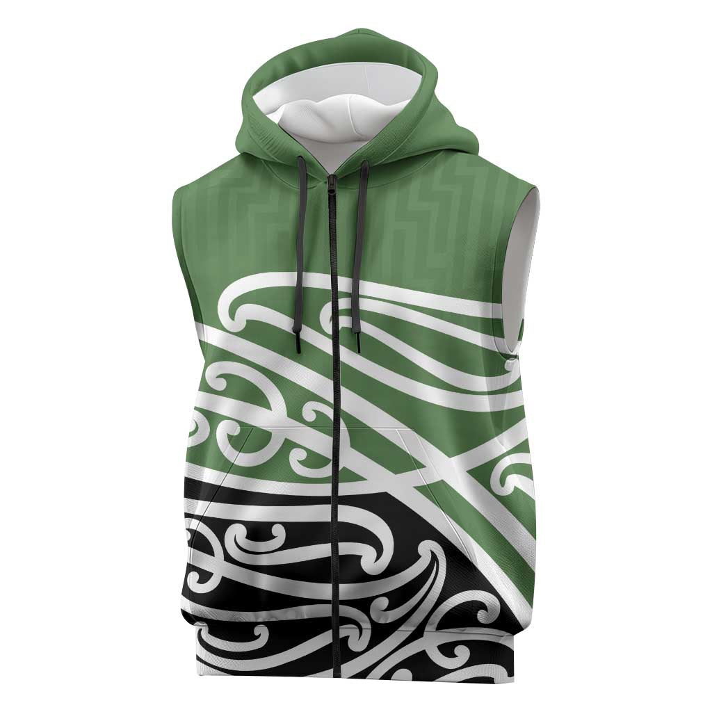 Green Fern New Zealand Kowhai Ngutukak Sleeveless Zip Hoodie - Polynesian Pride
