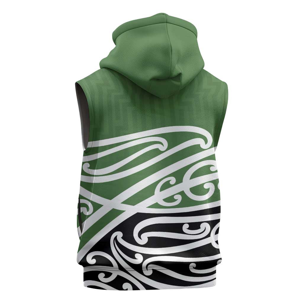 Green Fern New Zealand Kowhai Ngutukak Sleeveless Zip Hoodie LT9 - Polynesian Pride