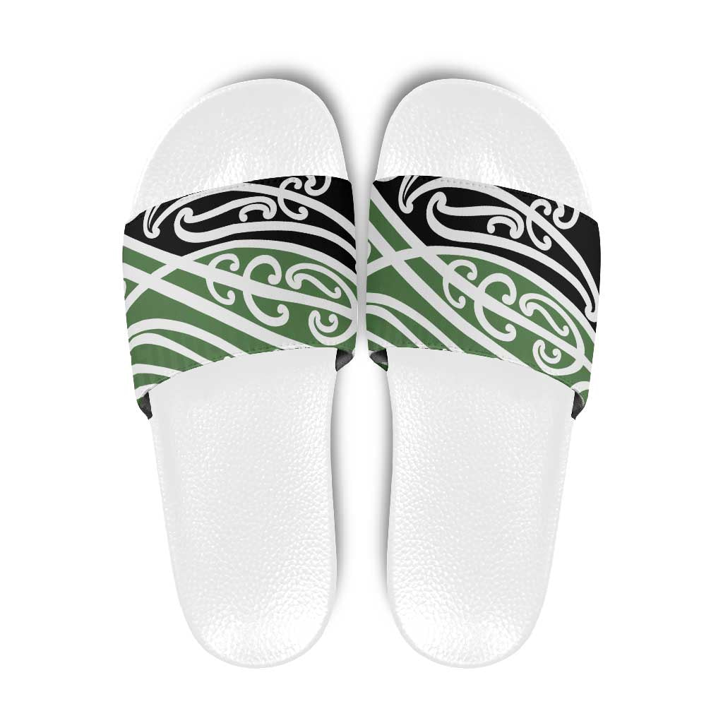 Green Fern New Zealand Kowhai Ngutukak Slide Sandals LT9 Green - Polynesian Pride