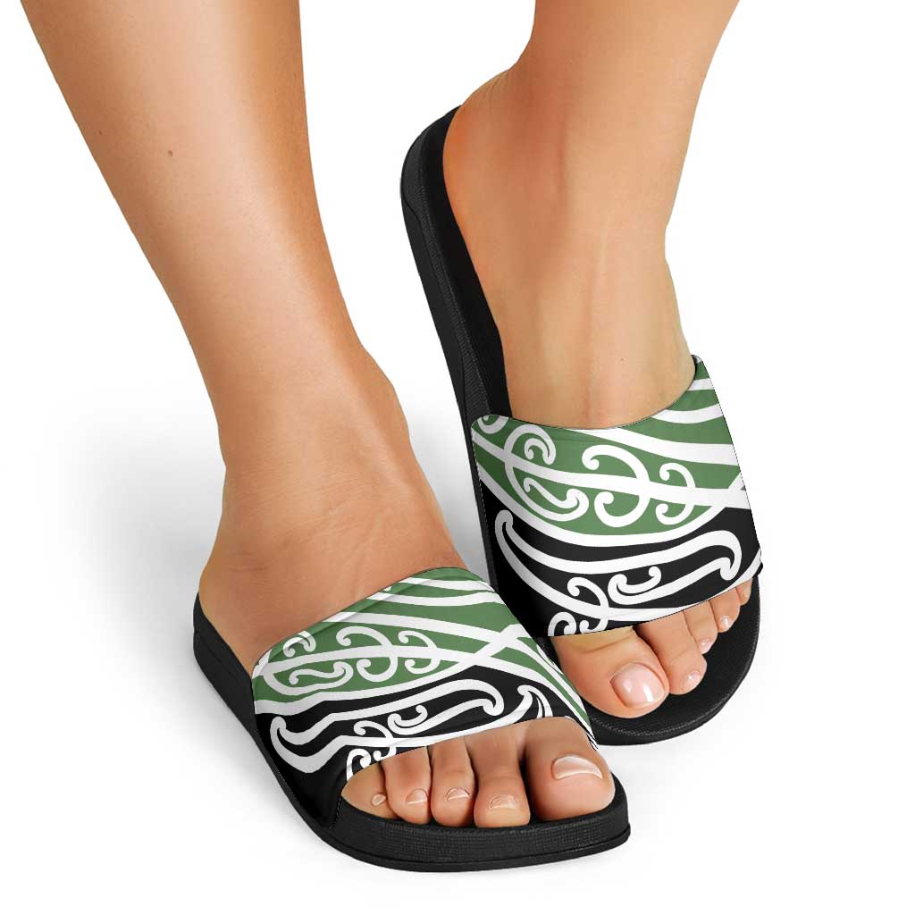 Green Fern New Zealand Kowhai Ngutukak Slide Sandals LT9 - Polynesian Pride