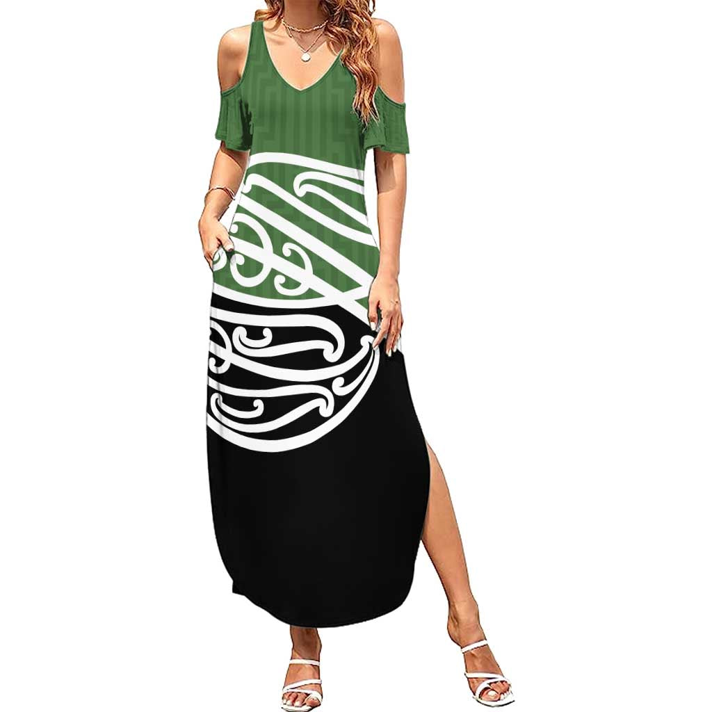 Green Fern New Zealand Kowhai Ngutukak Summer Maxi Dress LT9 Women Green - Polynesian Pride