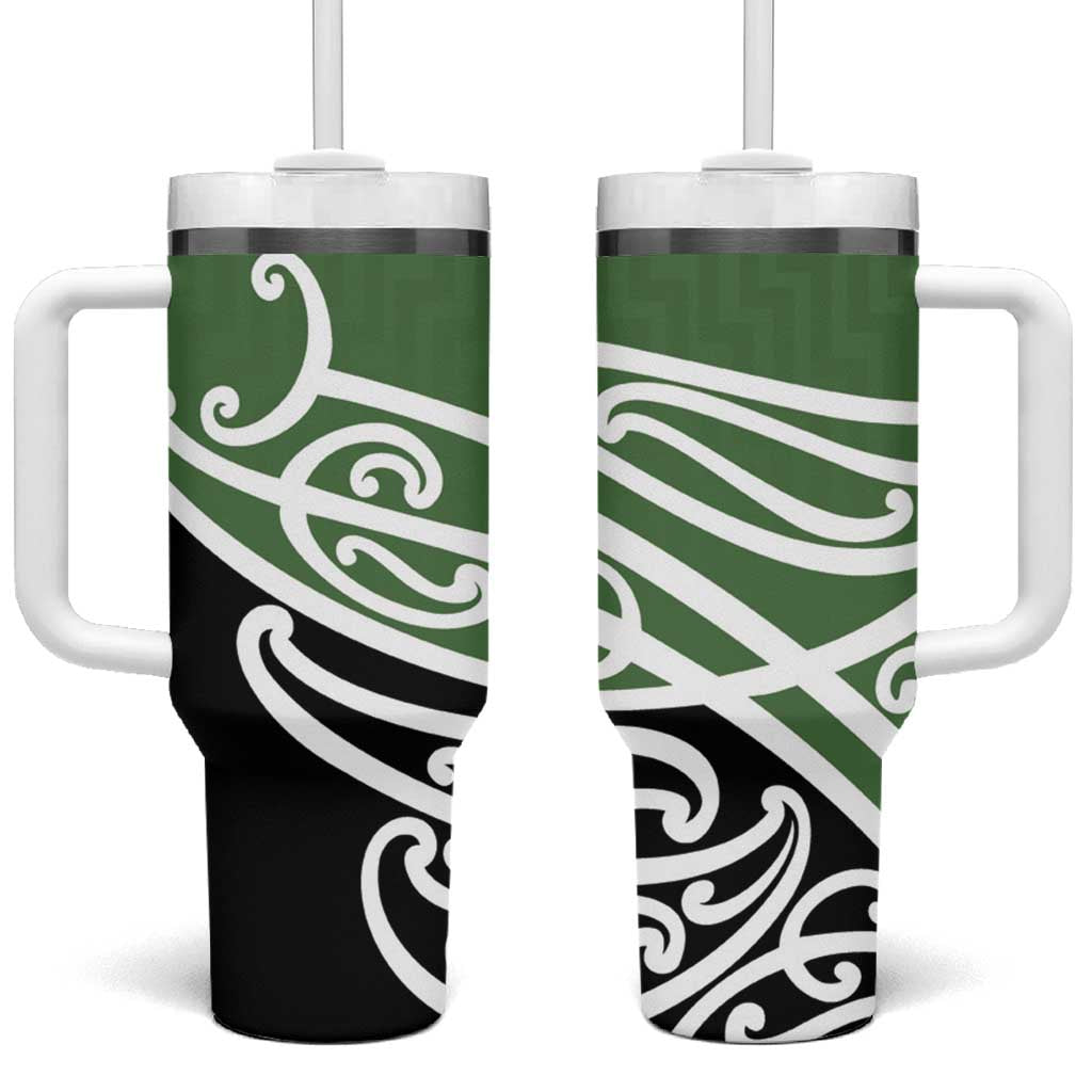 Green Fern New Zealand Kowhai Ngutukak Tumbler With Handle LT9 One Size: 40 oz Green - Polynesian Pride
