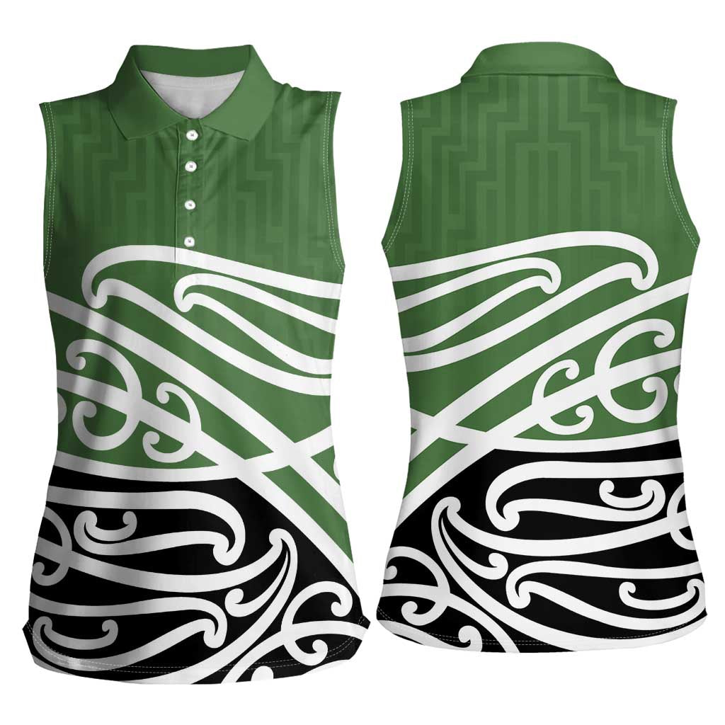 Green Fern New Zealand Kowhai Ngutukak Women Sleeveless Polo Shirt LT9 - Polynesian Pride