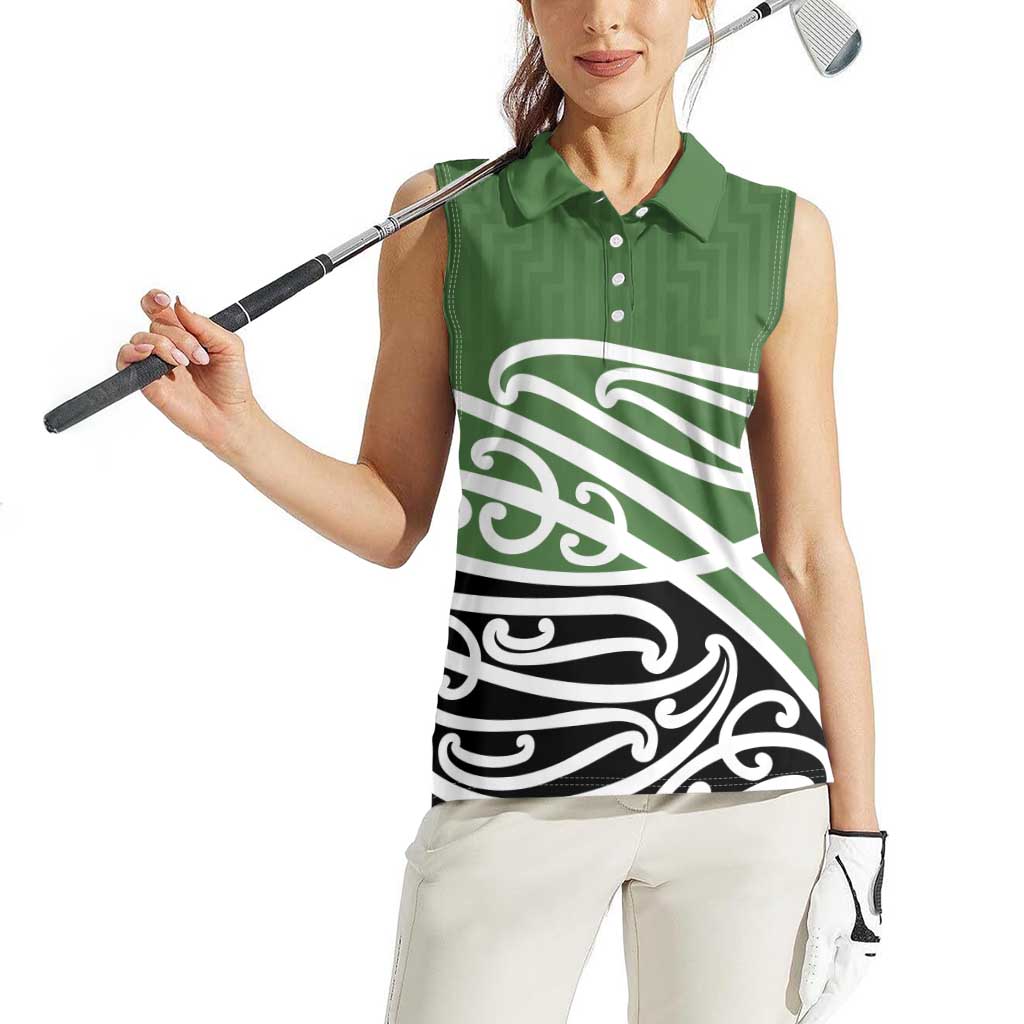 Green Fern New Zealand Kowhai Ngutukak Women Sleeveless Polo Shirt LT9 - Polynesian Pride