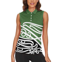 Green Fern New Zealand Kowhai Ngutukak Women Sleeveless Polo Shirt LT9 - Polynesian Pride