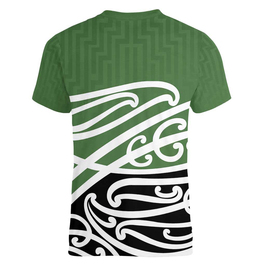 Green Fern New Zealand Kowhai Ngutukak Women V-Neck T-Shirt LT9 - Polynesian Pride