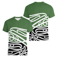 Green Fern New Zealand Kowhai Ngutukak Women V-Neck T-Shirt LT9 - Polynesian Pride