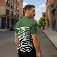 Green Fern New Zealand Kowhai Ngutukak Zipper Polo Shirt LT9 - Polynesian Pride