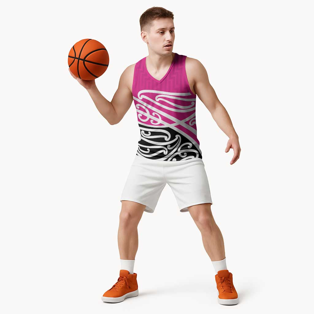 All Pink New Zealand Kowhai Ngutukak Basketball Jersey - Polynesian Pride