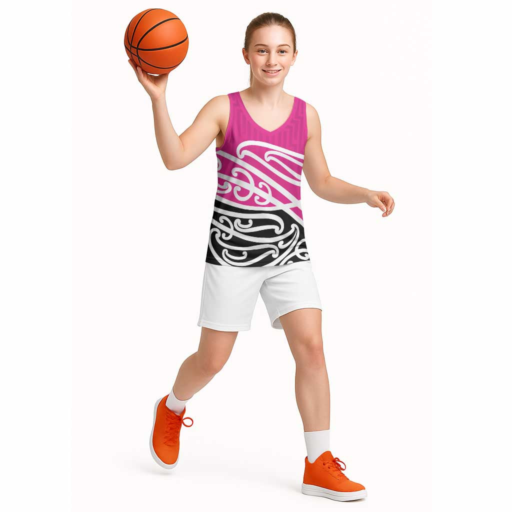 All Pink New Zealand Kowhai Ngutukak Basketball Jersey - Polynesian Pride