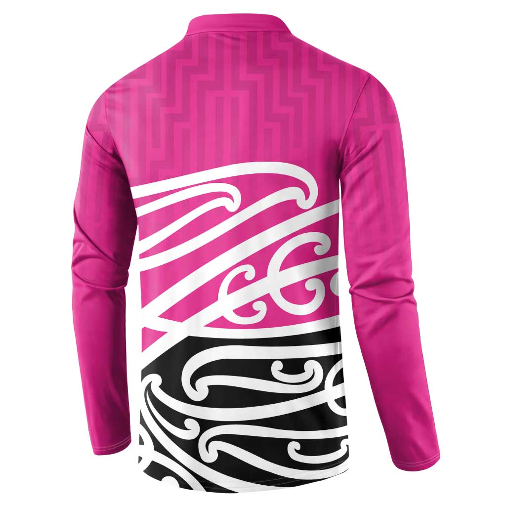 All Pink New Zealand Kowhai Ngutukak Button Sweatshirt - Polynesian Pride