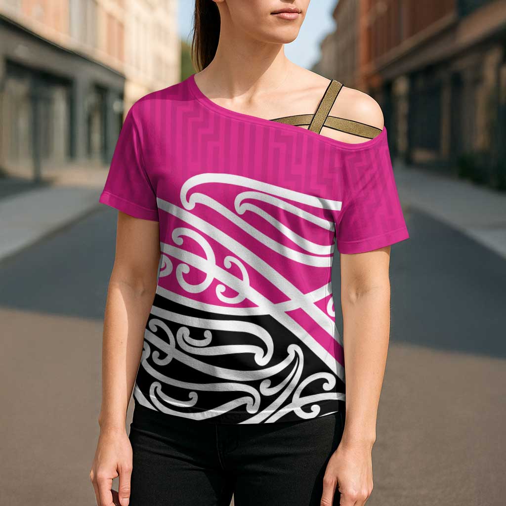 All Pink New Zealand Kowhai Ngutukak Cross Shoulder Shirt - Polynesian Pride