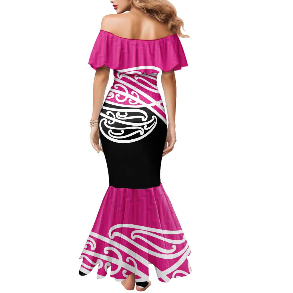 All Pink New Zealand Kowhai Ngutukak Family Matching Mermaid Dress and Hawaiian Shirt LT9 - Polynesian Pride