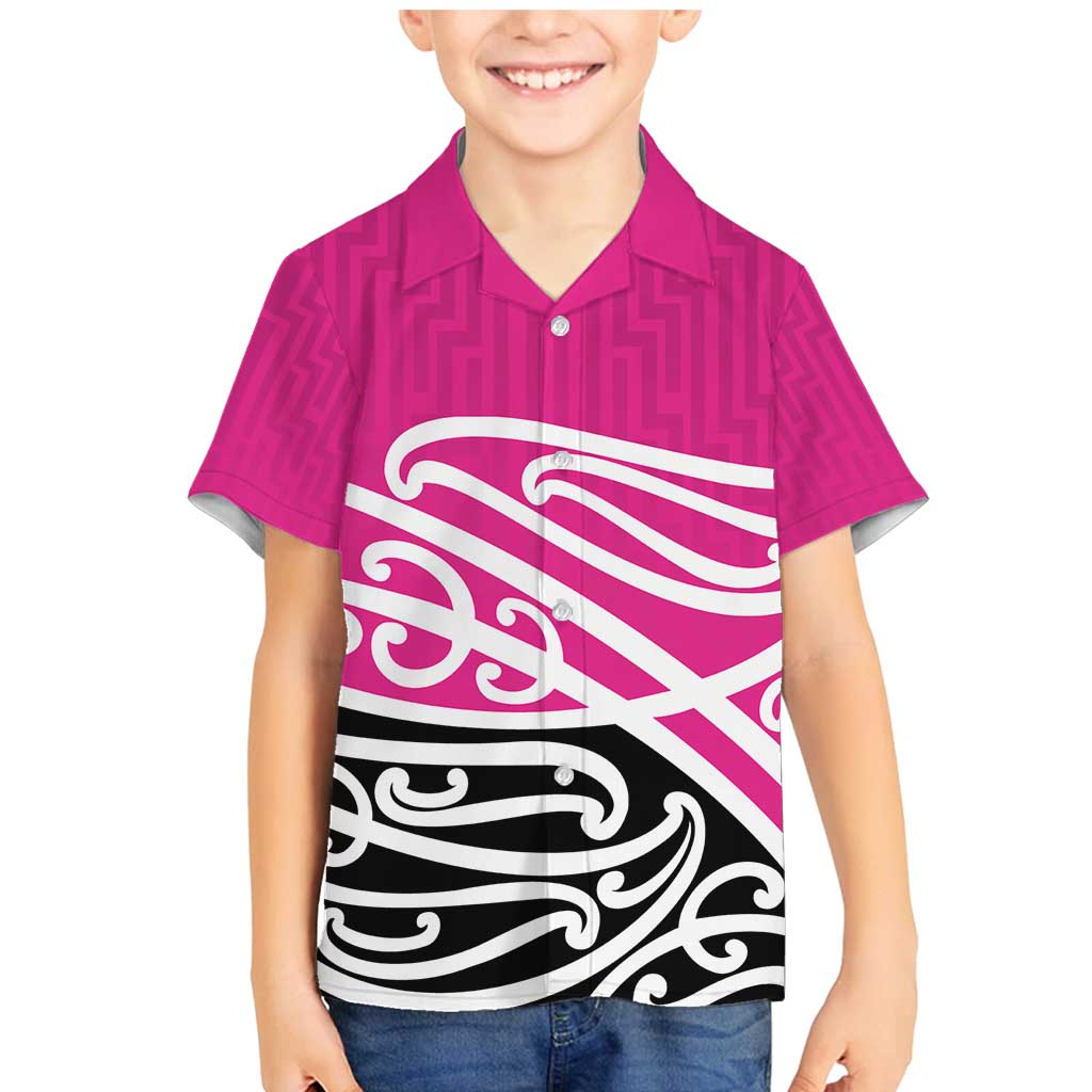 All Pink New Zealand Kowhai Ngutukak Family Matching Mermaid Dress and Hawaiian Shirt LT9 Son's Shirt Pink - Polynesian Pride