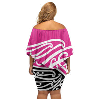 All Pink New Zealand Kowhai Ngutukak Family Matching Off Shoulder Short Dress and Hawaiian Shirt LT9 - Polynesian Pride
