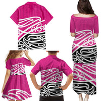 All Pink New Zealand Kowhai Ngutukak Family Matching Puletasi and Hawaiian Shirt LT9 - Polynesian Pride