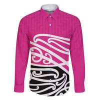 All Pink New Zealand Kowhai Ngutukak Family Matching Short Sleeve Bodycon Dress and Hawaiian Shirt LT9 Dad's Shirt - Long Sleeve Pink - Polynesian Pride