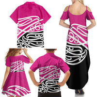 All Pink New Zealand Kowhai Ngutukak Family Matching Summer Maxi Dress and Hawaiian Shirt LT9 - Polynesian Pride