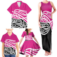 All Pink New Zealand Kowhai Ngutukak Family Matching Tank Maxi Dress and Hawaiian Shirt LT9 - Polynesian Pride