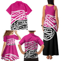 All Pink New Zealand Kowhai Ngutukak Family Matching Tank Maxi Dress and Hawaiian Shirt LT9 - Polynesian Pride