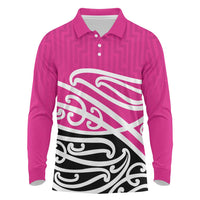 All Pink New Zealand Kowhai Ngutukak Long Sleeve Polo Shirt LT9 Pink - Polynesian Pride