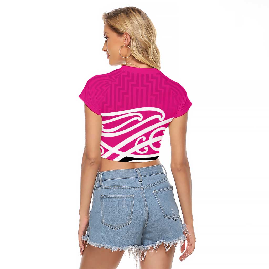 All Pink New Zealand Kowhai Ngutukak Raglan Cropped T Shirt - Polynesian Pride