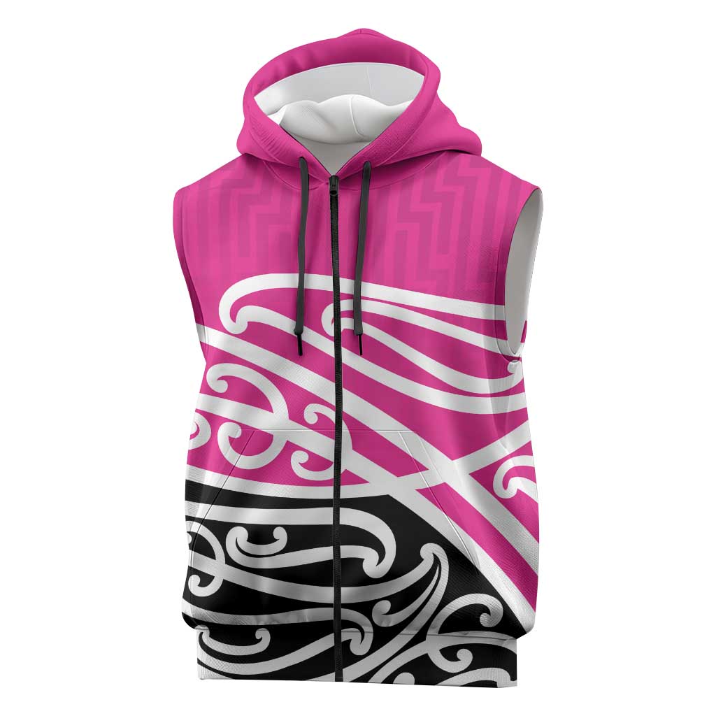 All Pink New Zealand Kowhai Ngutukak Sleeveless Zip Hoodie LT9 Pink - Polynesian Pride