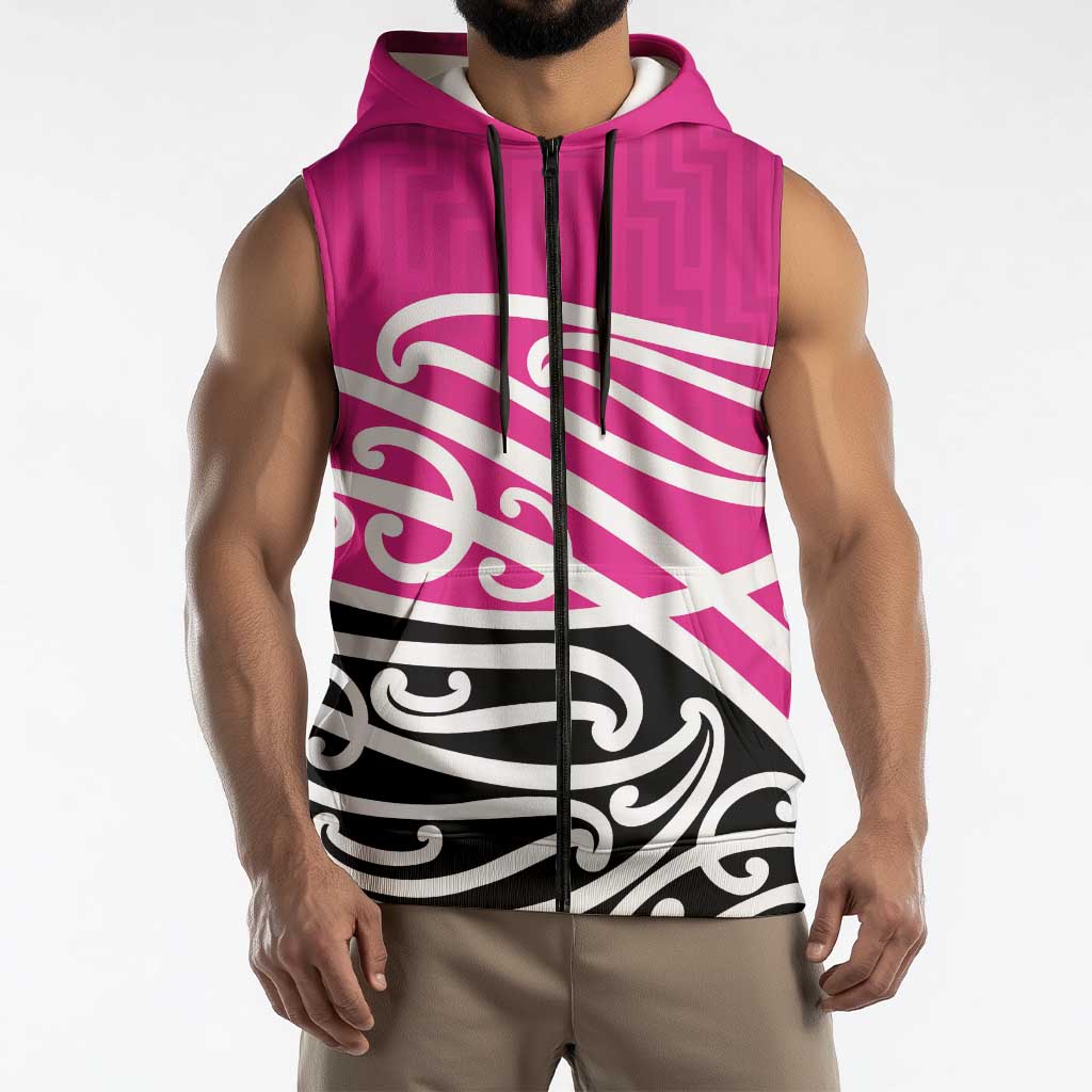 All Pink New Zealand Kowhai Ngutukak Sleeveless Zip Hoodie LT9 - Polynesian Pride