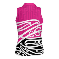 All Pink New Zealand Kowhai Ngutukak Women Sleeveless Polo Shirt LT9 - Polynesian Pride