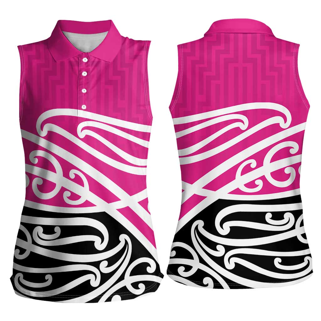 All Pink New Zealand Kowhai Ngutukak Women Sleeveless Polo Shirt LT9 - Polynesian Pride
