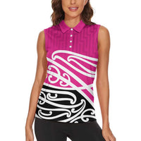All Pink New Zealand Kowhai Ngutukak Women Sleeveless Polo Shirt LT9 - Polynesian Pride