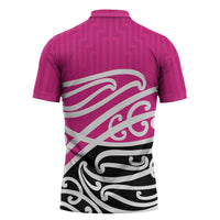 All Pink New Zealand Kowhai Ngutukak Zipper Polo Shirt LT9 - Polynesian Pride