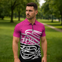 All Pink New Zealand Kowhai Ngutukak Zipper Polo Shirt LT9 - Polynesian Pride