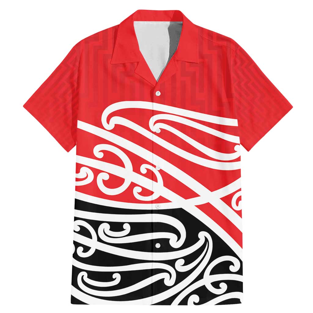 All Red New Zealand Kowhai Ngutukak Family Matching Mermaid Dress and Hawaiian Shirt LT9 Dad's Shirt - Short Sleeve Red - Polynesian Pride