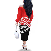 All Red New Zealand Kowhai Ngutukak Family Matching Off The Shoulder Long Sleeve Dress and Hawaiian Shirt LT9 - Polynesian Pride