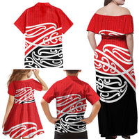 All Red New Zealand Kowhai Ngutukak Family Matching Off Shoulder Maxi Dress and Hawaiian Shirt LT9 - Polynesian Pride