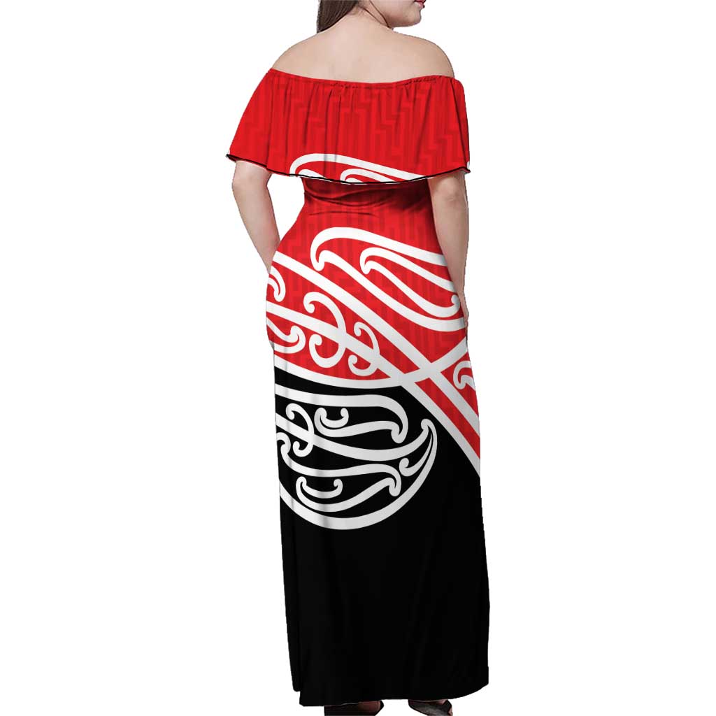 All Red New Zealand Kowhai Ngutukak Family Matching Off Shoulder Maxi Dress and Hawaiian Shirt LT9 - Polynesian Pride